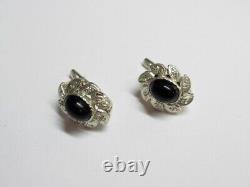 Vintage Russian Soviet Earrings Sterling Silver 925 Spinel, Women's Jewelry