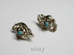 Vintage Russian Soviet Earrings Sterling Silver 925 Turquoise, Women's Jewelry