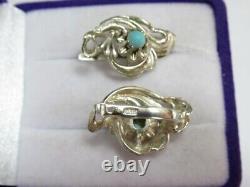 Vintage Russian Soviet Earrings Sterling Silver 925 Turquoise, Women's Jewelry