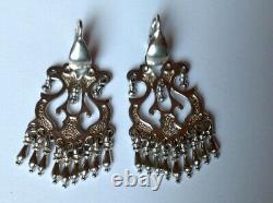 Vintage Russian Soviet Earrings Sterling Silver 925, Women's Jewelry 12.80 gr
