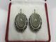 Vintage Russian Sterling Silver 875 Moon Stone Earrings Soviet Jewelry Ussr