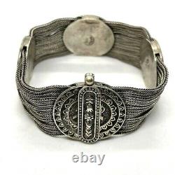 Vintage Russian Turkish sterling silver 84 NU 925 13 strand wide bracelet 63.8g