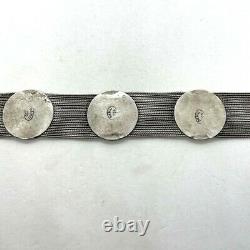 Vintage Russian Turkish sterling silver 84 NU 925 13 strand wide bracelet 63.8g