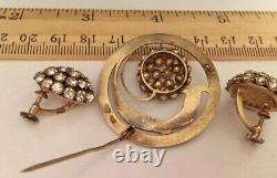 Vintage Russian USSR Set Of Earrings&Brooch Sterling Silver 875, Women's Jewelry