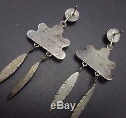 Vintage SOUTHWESTERN Sterling Silver TURQUOISE Amethyst EARRINGS Dangle Feathers