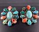 Vintage Southwest Sterling Silver Orange Spiny Oyster Shell & Turquoise Earrings