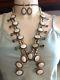 Vintage Sterling Mother Of Pearl Squash Blossom Necklace 160 Grams Earrings 13g