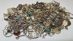 Vintage STERLING SILVER Jewelry All SCRAP BROKEN 422g Single Earrings Chains