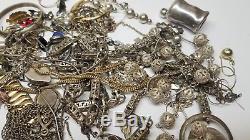Vintage STERLING SILVER Jewelry All SCRAP BROKEN 422g Single Earrings Chains