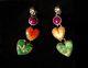 Vintage Santa Fe Navajo Dangling Hearts Multi Stone Sterling Turquoise Earrings