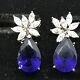 Vintage Signed Ll 925 Sterling Silver Amethyst & Clear Cubic Zirconia Earrings