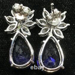 Vintage Signed LL 925 Sterling Silver Amethyst & Clear Cubic Zirconia Earrings