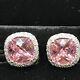 Vintage Signed Ll 925 Sterling Silver Pink Topaz Cubic Zirconia Earrings