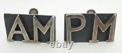Vintage Signed Margot De Taxco 5201 AM PM Mexico Sterling Silver Earrings