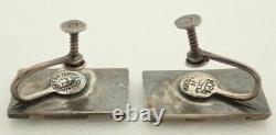Vintage Signed Margot De Taxco 5201 AM PM Mexico Sterling Silver Earrings