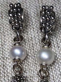 Vintage Signed Michael Dawkins Sterling Silver Pearl 7.5 Bracelet & Earring Set