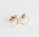 Vintage Simulated Pearl Round Stud Earring 14k Yellow Gold Over Silver925