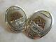 Vintage Southwest Sterling Silver & Brass Accents Large Oval Earrings 25-f73