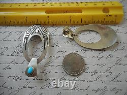 Vintage Southwest Sterling Silver Sleeping Beauty Turquoise Drop Earrings 48RT9