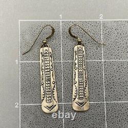 Vintage Southwestern Hand Stamped Sterling Silver Dangle Earrings