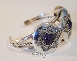Vintage Southwestern Sterling Silver Concho Bracelet and Earrings Signed P
