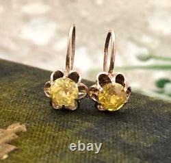 Vintage Soviet Earrings Gilt Sterling Silver 875 Stud Ear Womens Jewelry 2 gr