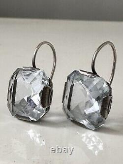 Vintage Soviet Earrings USSR Gilt Sterling Silver 875 Stud Ear Women Jewelry