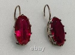 Vintage Soviet Earrings USSR Gilt Sterling Silver 875 Women's Jewelry 4.5 gr