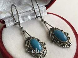 Vintage Soviet Russian Earrings Sterling Silver 875, Women's Jewelry 5.02 gr