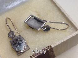 Vintage Soviet Sterling Silver 925 Earring USSR Stamp Woman Jewelry Niello 4.93g