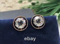 Vintage Soviet Stud Earrings Rock Crystal Russian Gems Sterling Silver 875 USSR