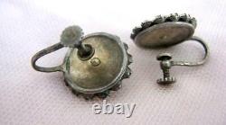Vintage Soviet USSR Sterling Silver 875 Jewelry Earrings Clip Screw Stud Ear