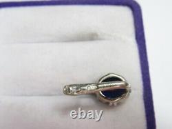 Vintage Soviet Women's Earrings Russian Sterling Silver 875 Sapphire Stone USSR