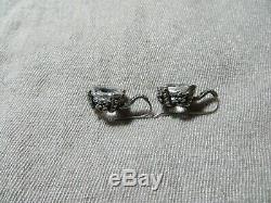 Vintage Stephen Dweck Sterling 925 Rock Crystal Hook Earrings Repousse Ornate 1