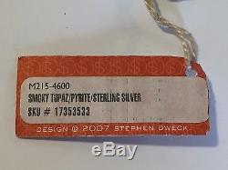 Vintage Stephen Dweck smoky topaz pyrite sterling silver 925 clip on earrings