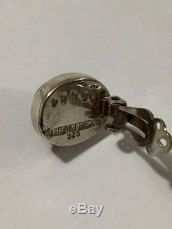 Vintage Stephen Dweck sterling silver 925 oval black diopside clip on earring