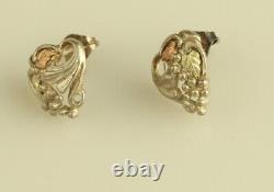 Vintage Sterling Black Hills 12K Gold Two Tone Leaf Stud Earrings