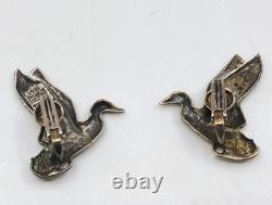 Vintage Sterling Duck Clip Earrings Lynn Bogue Hunt