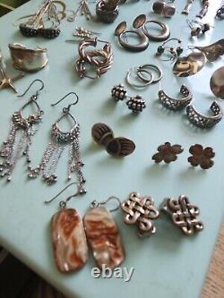 Vintage Sterling Earrings Lot Collection Sets Solid Stones