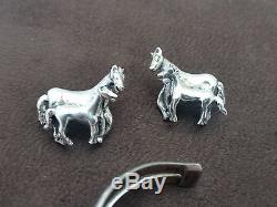 Vintage Sterling Handmade 3-D Horse Bangle, Charm, Earrings in Excellent Cond