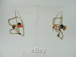 Vintage Sterling Kinetic Modernist MCM Earrings Cantilever Earrings Signed G636