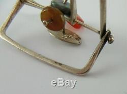 Vintage Sterling Kinetic Modernist MCM Earrings Cantilever Earrings Signed G636