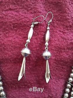 Vintage Sterling Navajo Squash Blossom Necklace/Earrings