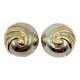 Vintage Sterling Silver & 14k Gold Two Tone Twirl Button Earrings Marked