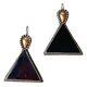 Vintage Sterling Silver & 14k Gold Earrings Onyx Triangle Drop