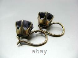 Vintage Sterling Silver 875 USSR Alexandrite Earrings Women's Jewelry Leningrad