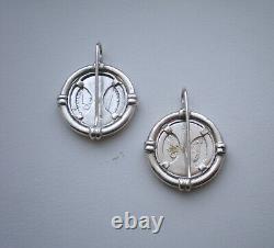 Vintage Sterling Silver 925 Antique 1866 1916 Peru Peruvian Coin Dangle Earrings