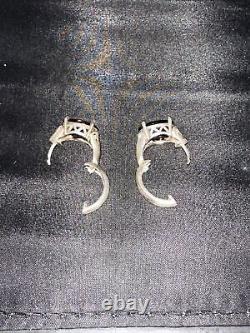 Vintage Sterling Silver. 925 Brown Spinel Huggie/Hoop Earrings