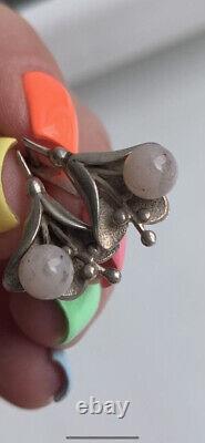 Vintage Sterling Silver 925 Chalcedony Sverdlovs Women's Jewelry Earrings 7 gr