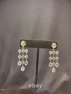 Vintage Sterling Silver 925 Chandelier Earrings Screw Back Non Pierced Wedding